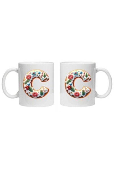 CRD PRINT Personalized winter print mug "letter C", White,