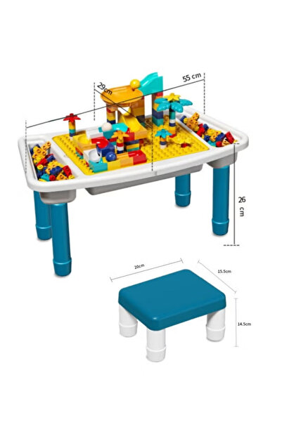 Generic Building block table, children's activity table and chair set, includes 108 building blocks