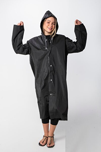 EZMK EV GEREÇLERİ Unisex Raincoat, Transparent Waterproof Pvc Stylish Over-Clothing Eva Raincoat