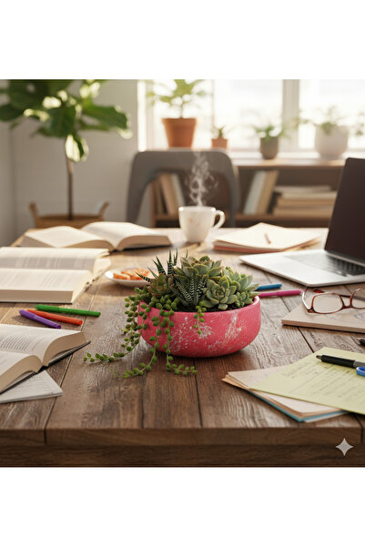 Alba Home Decor Yuvarlak sukulent kaktüs arajman saksı