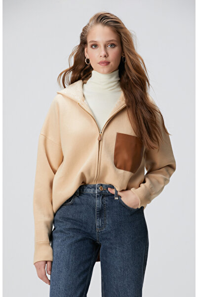Network Limited Bej Yün Karışımlı İçi Desenli Triko Ceket
