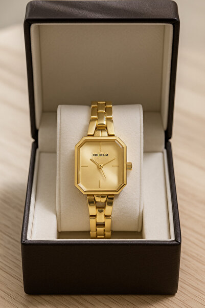 Boris Accessory Kadın Gold Sekizgen Kadran Metal Kordon Saat – Şık ve Zarif T...