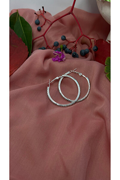 NUBA JEWELRY Taşlı Çelik Halka Küpe