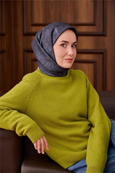 Silk Home Navy Blue Cloud Pattern Tivil Woven Pure Silk Scarf-Kvs0871