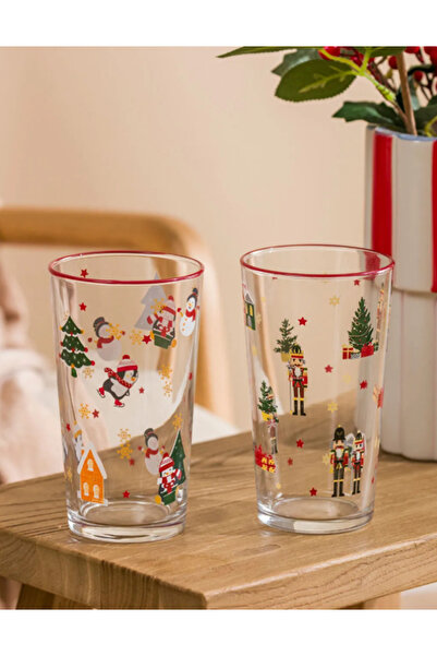 LC Waikiki Mixed Christmas Themed Glass Cup Set of 2 570 ml