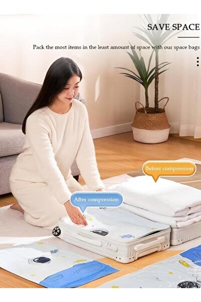 DOMEET Combo Vacuum Storage Bag with Electric Pump, 4pcs Reusable Compression Bags