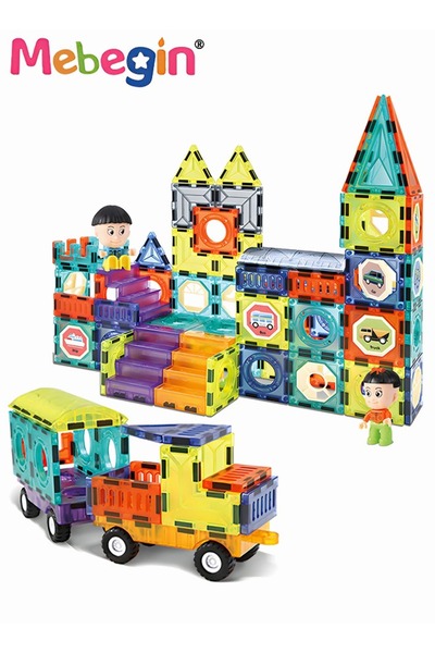 MEBEGIN 100-Piece Kids Magnetic Tiles Toys 3D Magnetic Building Blocks Construction Educational Toys Inspira