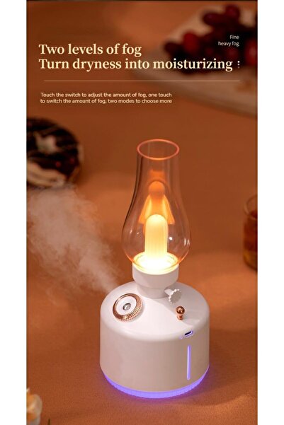 Yuwell Retro Air Humidifier Vintage Lamp Night Light Nano Mist Sprayer 1200mAh 280ML (White)