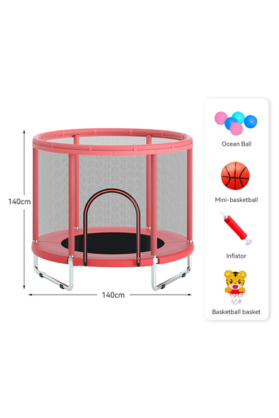 Venpara Kids Trampoline with Safety Enclosure 360, Basketball Hoop, Ocean Balls, Thickened Pad