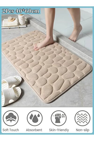Generic 2Pcs Bathroom Rug Quick Dry Mat Bath Mat 40*60cm Cobblestone Floor Rug Water Absorbent Mat