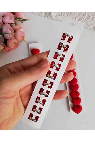 REBORN DESIGN Heart Model Red Color 10Pcs Flocking Plated Charm Hair Ring