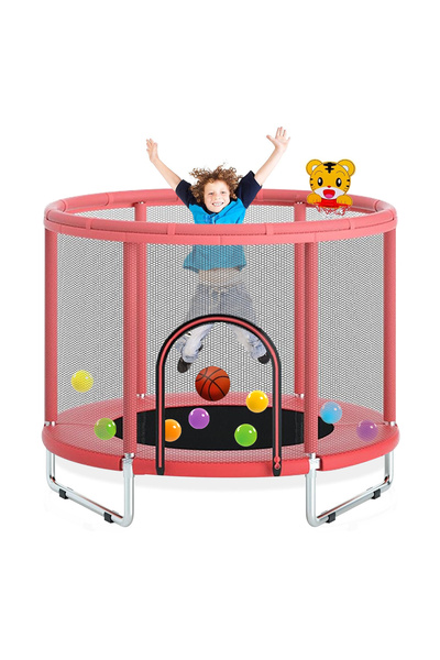 Venpara Kids Trampoline with Safety Enclosure 360, Basketball Hoop, Ocean Balls, Thickened Pad