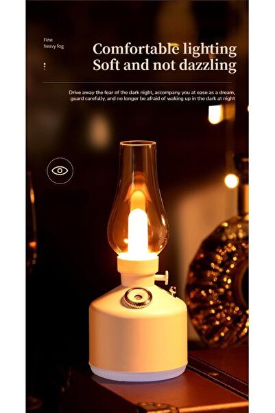 Yuwell Retro Air Humidifier Vintage Lamp Night Light Nano Mist Sprayer 1200mAh 280ML (White)