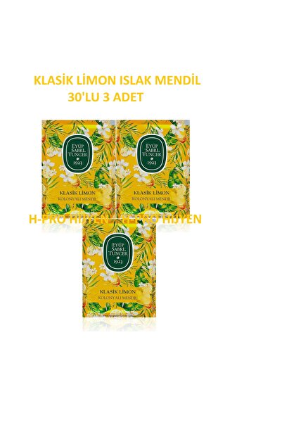 Eyüp Sabri Tuncer KLASİK LİMON ISLAK HAVLU MENDİL 30'LU 3 ADET BÜYÜK BOY