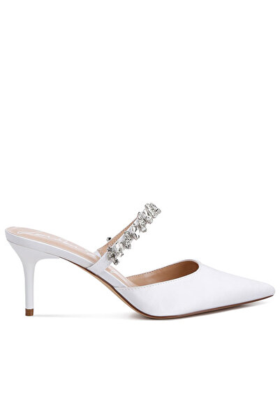 london Rag Women Diamante Stiletto Mules Sandals in White