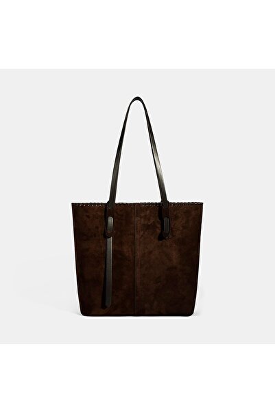 Desa Women's Brown Suede Leather Shoulder Bag