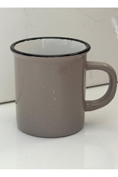 Elista Ceramic Cup with Handle, Colorful Enamel Look, Gray Color, 260 Cc