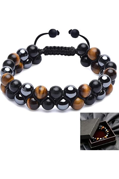 erorex Bolivia's Triple Protection Bracelet, Beaded Bracelets with Tigers Eye Black Obsidian Hematite,...