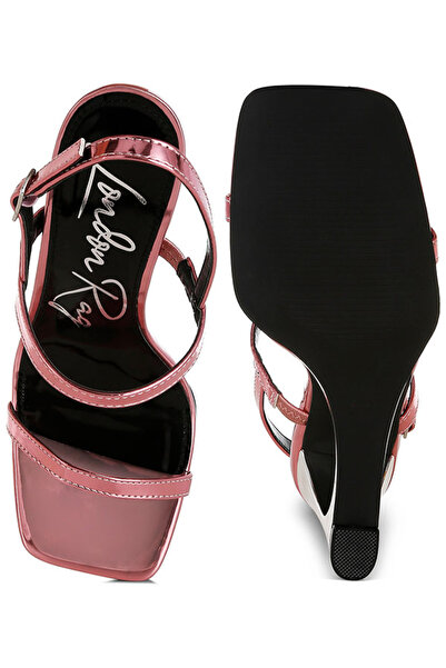 london Rag Women Metallic Fantasy Wedge Heel Sandals in Pink