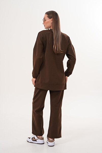 WestBound Verev Stone Embroidered Casual Women's Sports Set Brown 718