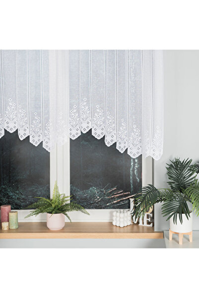 OTHERONE KLEMENTYNA - Ready-made jacquard curtain with a cut at the bottom - 200x120 cm - white