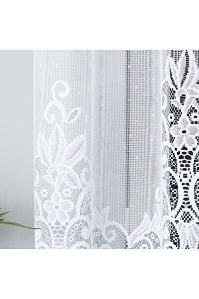 OTHERONE BERENIKA - Ready-made jacquard curtain with a cut at the bottom - 250x120 cm - white