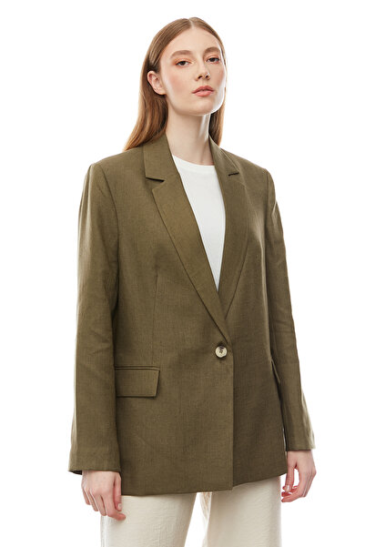 PAULMARK Women's Single Button Linen Jacket
