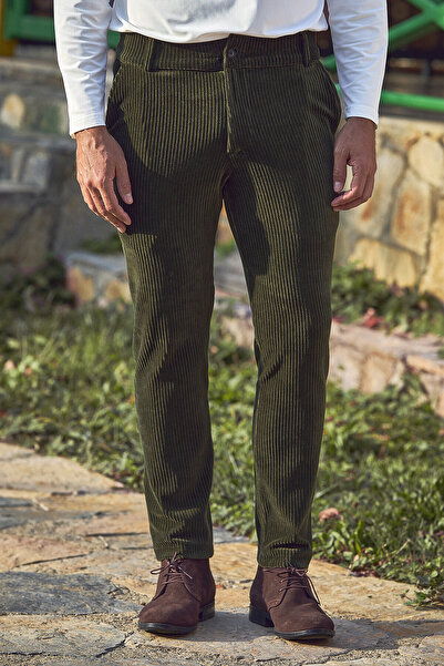 SMILE Kobe Green Cotton Velvet Trousers