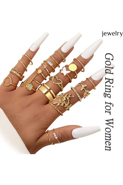 erorex 24 Pcs Gold Vintage Knuckle Rings Set for Women, Boho Dainty Stackable Midi Finger Rings,...