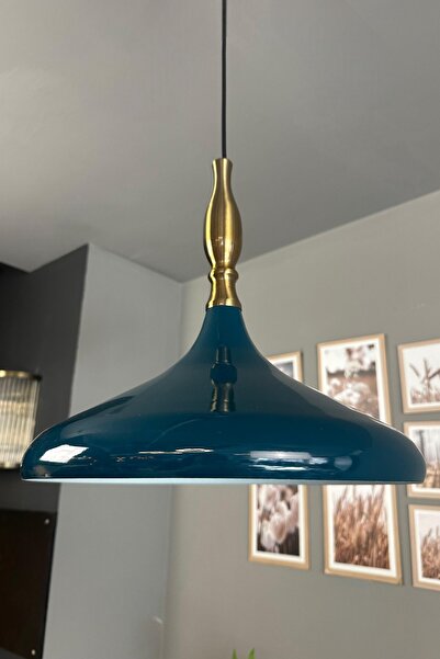 Bamyum Champion Deniz Yeşili Eskitme Simya Başlık Tekli Avize Sarkıt Salon Mu...