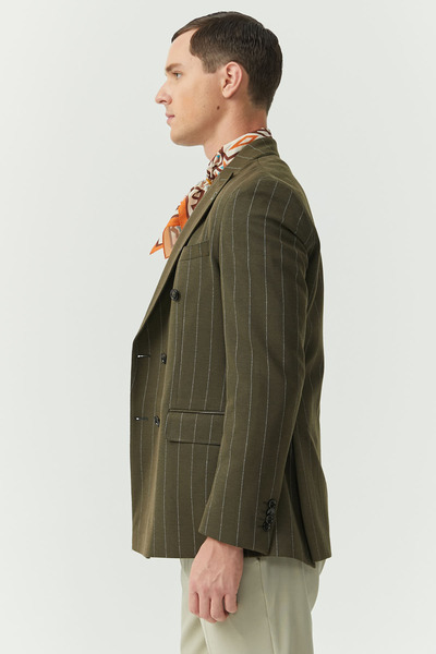 PAULMARK Чоловічий піджак з ластовицею та смугастим візерунком