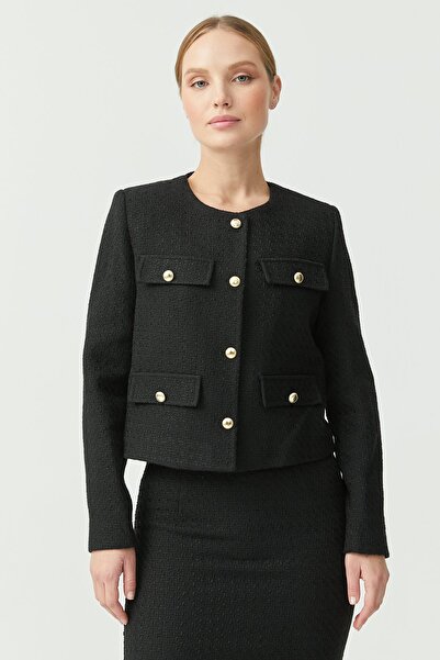 PAULMARK Γυναικείο κοντό μπουφάν με λεπτομέρεια με κουμπιά