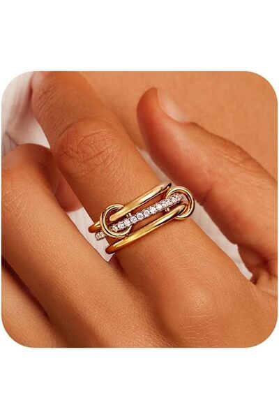 erorex Bukela Gold Stackable Rings for Women Non Tarnish 14K Gold Plated Interlocked Ring Gold Silver...