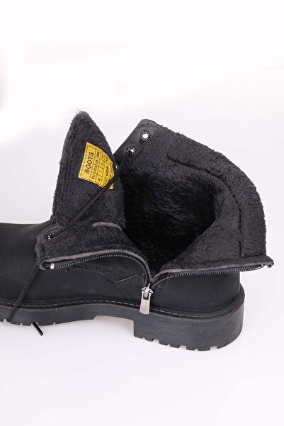 Freemax Unisex Non-Slip Guaranteed Fur-Lined Rubber Sole Winter Zippered Boots Iarnă Black