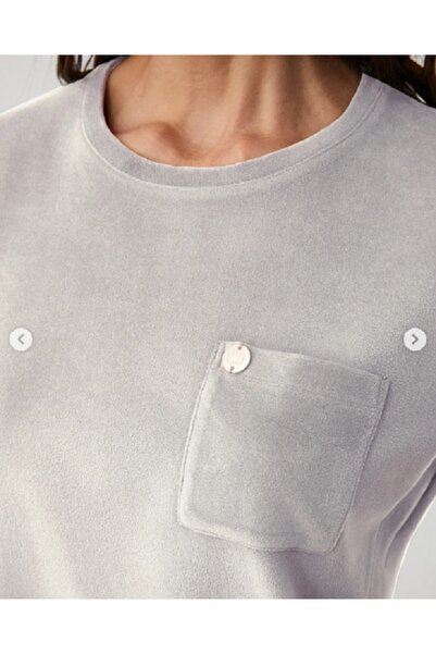 Penyemood Crew Neck Short Sleeve Velvet Women's Shorts Set