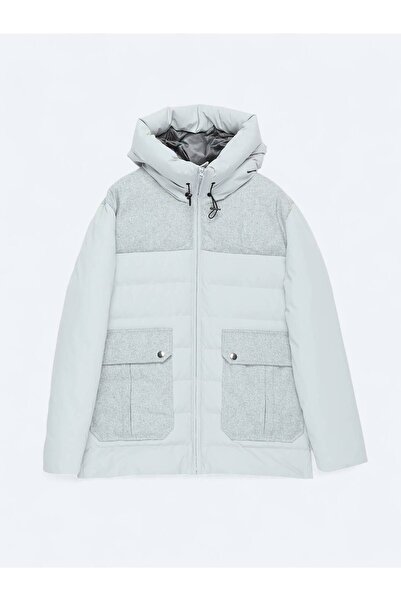 Kip Light Gray Regular Fit Stand Collar Casual Woven Coat