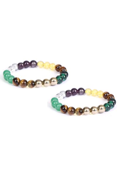 erorex 2 strings,Gender Neutral French Style Retro Multi-Gemstone Bracelet,One Size, with Pyrite,...