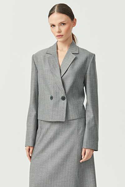 PAULMARK Jachetă scurtă pentru femei cu două rânduri de nasturi