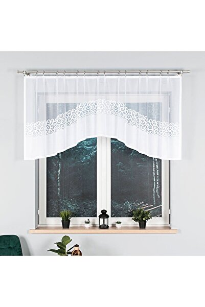 OTHERONE DANIELA - Ready-made jacquard curtain with a cut at the bottom - 250x90 cm - white