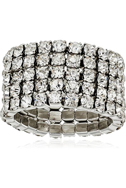 erorex GUESS "Basic Look of 4 Band Chevron with Stones Ring, Size 7