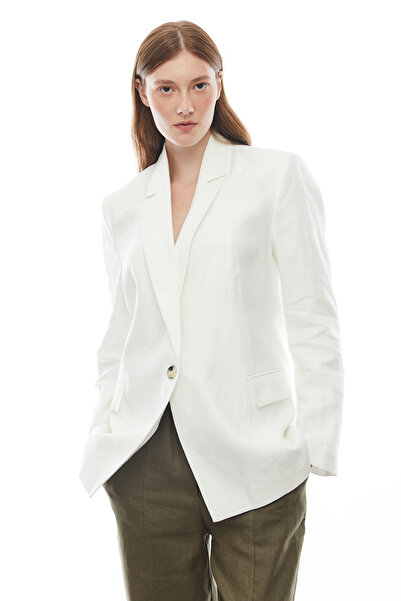 PAULMARK Γυναικείο λινό μπουφάν με ένα κουμπί