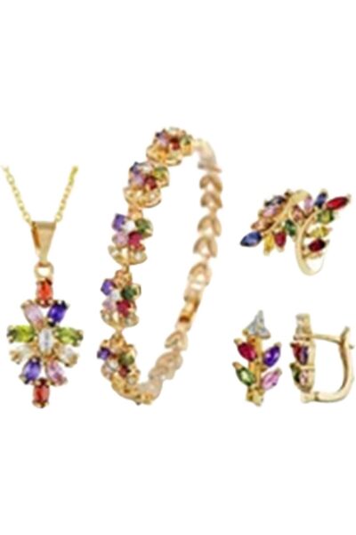 erorex طقم مجوهرات للنساء، قلادة مميزة، أقراط متدلية، سوار، خاتم