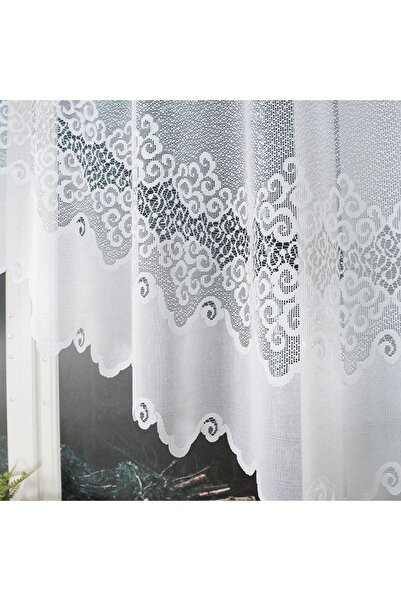 OTHERONE MODESTA - Ready-made jacquard curtain with a cut at the bottom - 250x120 cm - white