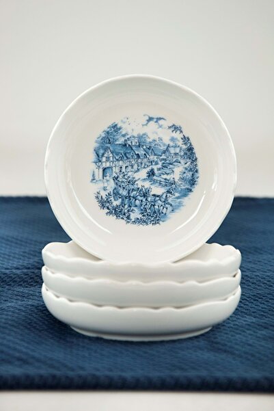 Bursa Porselen Dekor Antique Blue 4-Piece Porcelain Turkish Delight/Container for Sweets/Snacks