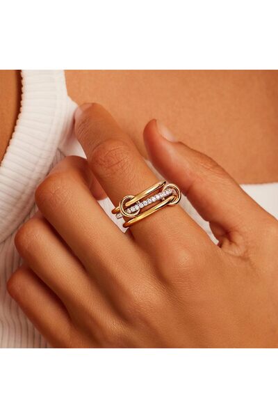 erorex Bukela Gold Stackable Rings for Women Non Tarnish 14K Gold Plated Interlocked Ring Gold Silver...