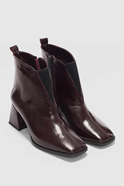 selin shoes Brennor Side Zipper Women's Boots - Burgundy Patent Leather