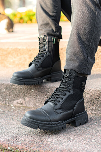 Freemax Unisex Non-Slip Guaranteed Fur-Lined Rubber Sole Winter Zippered Boots Iarnă Black Skin