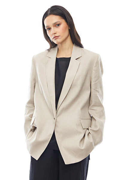 PAULMARK Women's Single Button Linen Jacket