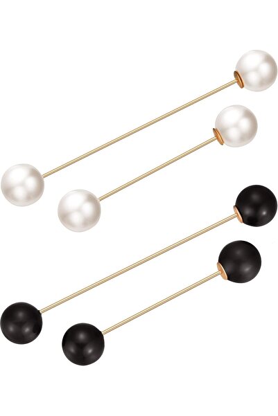 erorex تشوانجدي 4 قطع مشبك شال سترة أبيض وأسود بروش مزدوج من اللؤلؤ الصناعي دبابيس أمان...