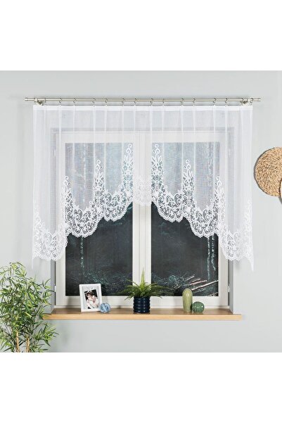OTHERONE BERENIKA - Ready-made jacquard curtain with a cut at the bottom - 250x120 cm - white